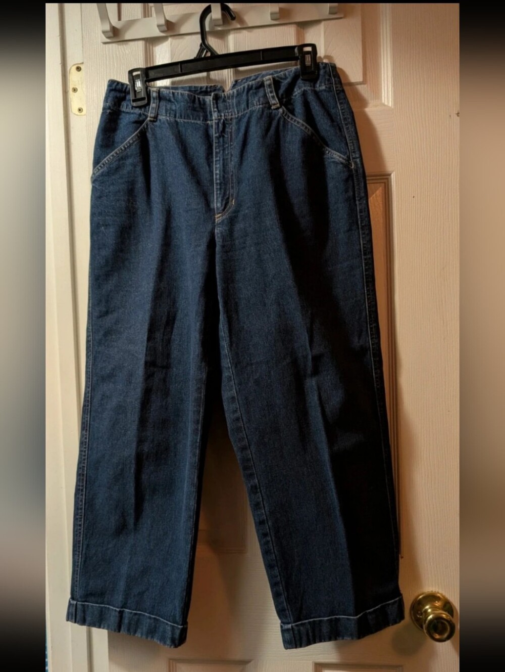 Vintage 90s Y2K Liz Claiborne LizWear Cropped Wide Leg Jeans Women’s Blue Denim - Picture 2 of 16